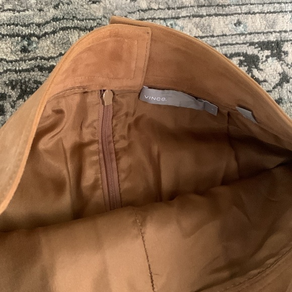 VINCE chestnut Brown Leather Suede Winter A-line Skirt Women’s 2 XS $595 LUXURY - Picture 5 of 6